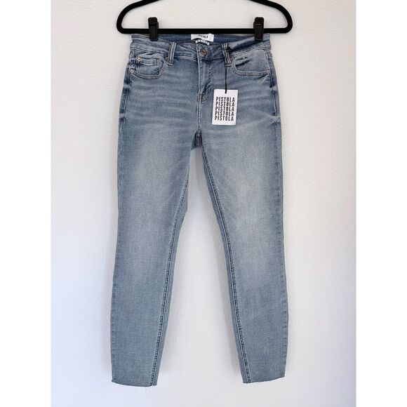 NWT Pistola Arielle Skinny Scissor Cut Hem Jeans in No Pressure Light Wash Sz 28 - Picture 5 of 13